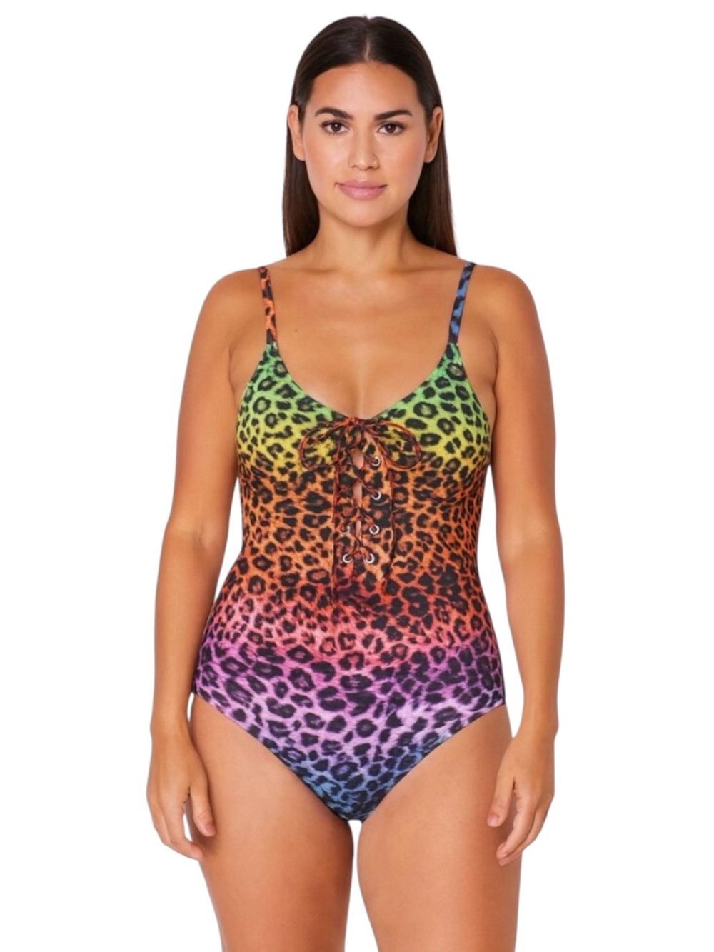 Sirena Rainbow Leopard Print Swimsuit